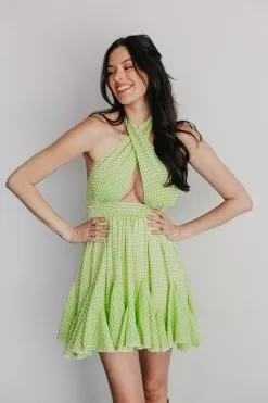 Roselynn Gingham Halter Dress