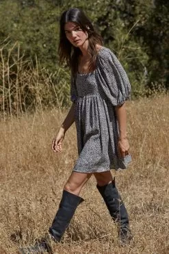 Murphy Leopard Puff Sleeve Babydoll Dress -Fashion Store 15113132 5bc0663f dc19 4126 b100 20a7392f7dc0