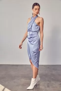 Mellie Satin Halter Wrap Midi Dress- Misty Blue -Fashion Store 15634801 1372b3ec 216b 4c04 8ba2 3e099f66a4b5