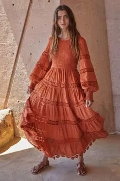 Dahlia Smocked Lace Maxi Dress - Rust -Fashion Store 17752588 5676a0d7 3368 41cd 943d 9078e55b7c48