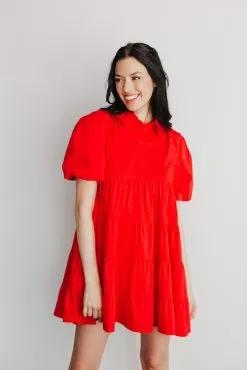 Farrah Puff Sleeve Tiered Mini Dress -Fashion Store 26892249 3518 42A3 B86D AE10842AF2BD