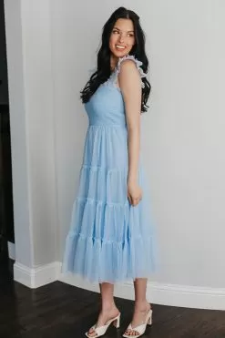 Fairytale Love Tulle Smocked Midi Dress- Blue -Fashion Store 4A63F541 D03B 4B9F B81D 85DE6F989AA9