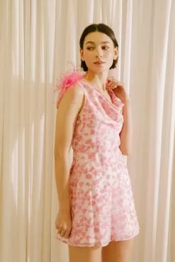 Nicolete Feather Satin Mini Dress -Fashion Store 7442a879 2c18 444e b5e1 9464b5488249 2