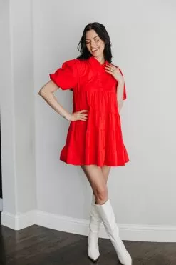 Farrah Puff Sleeve Tiered Mini Dress -Fashion Store 758BE393 3A81 442C 9482 C5A3F9313329