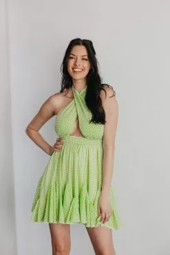 Roselynn Gingham Halter Dress -Fashion Store C40569EC 97D7 410E B058 BD810911653C