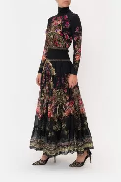 SHIRRED WAIST TIERED CIRCLE SKIRT DANCE WITH DUENDE -Fashion Store CAMILLA 00015495 SHIRRED WAIST CIRCLE SKIRT DANCE WITH DUENDE 2