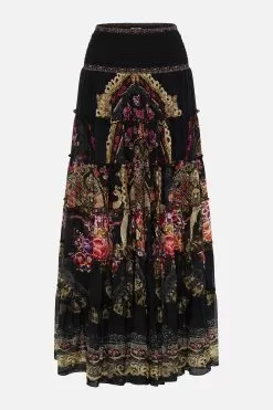 SHIRRED WAIST TIERED CIRCLE SKIRT DANCE WITH DUENDE -Fashion Store CAMILLA 00015495 SHIRRED WAIST TIERED CIRCLE SKIRT DANCE WITH DUENDE GHOST