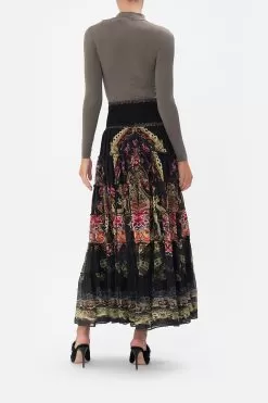 SHIRRED WAIST TIERED CIRCLE SKIRT DANCE WITH DUENDE -Fashion Store CAMILLA 00015495 SHIRRED WAIST TIERED CIRCLE SKIRT DANCE WITH DUENDE MODEST 2