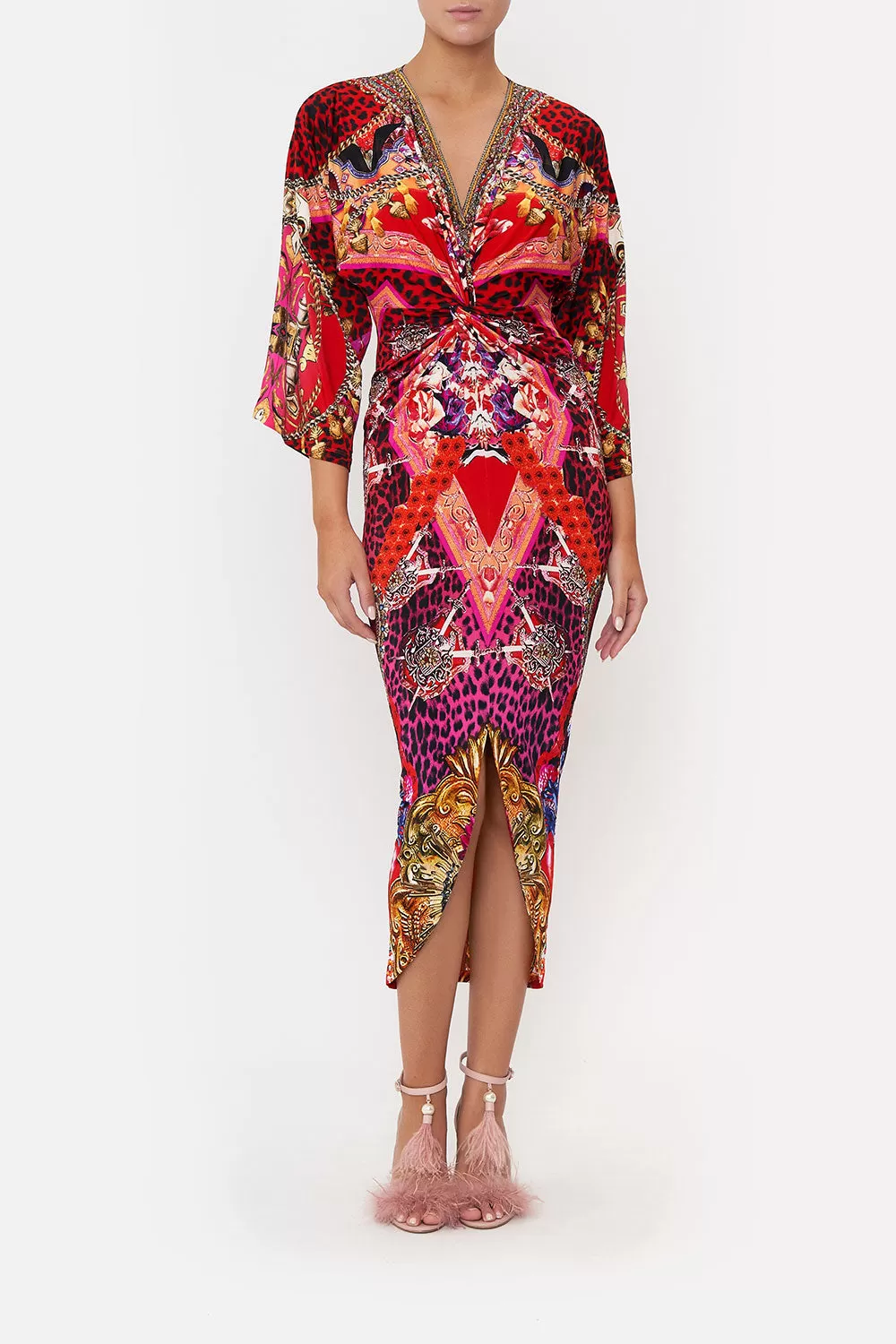 LONG SPLIT FRONT TWIST DRESS ARTESANIA MANIA 3 LONG SPLIT FRONT TWIST DRESS ARTESANIA MANIA