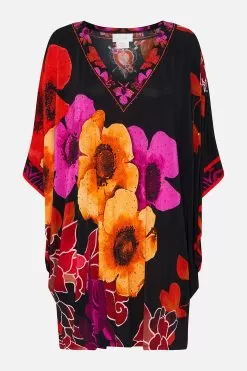 BAT SLEEVE DRESS MIDNIGHT POPPY -Fashion Store CAMILLA 00016721 BAT SLEEVE DRESS MIDNIGHT POPPY GHOST