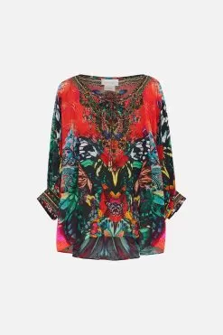 RAGLAN SLEEVE BLOUSE WITH CUFF IN A FLUTTER 10 RAGLAN SLEEVE BLOUSE WITH CUFF IN A FLUTTER -Fashion Store CAMILLA 00017010 RAGLAN SLEEVE BLOUSE WITH CUFF IN A FLUTTER GHOST