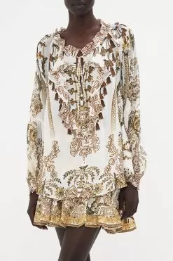 RAGLAN BLOUSE WITH CENTRE FRONT RUFFLE ROAD TO RICHESSE -Fashion Store CAMILLA 00020358 RAGLAN BLOUSE WITH CF RUFFLE ROAD TO RICHESSE 4