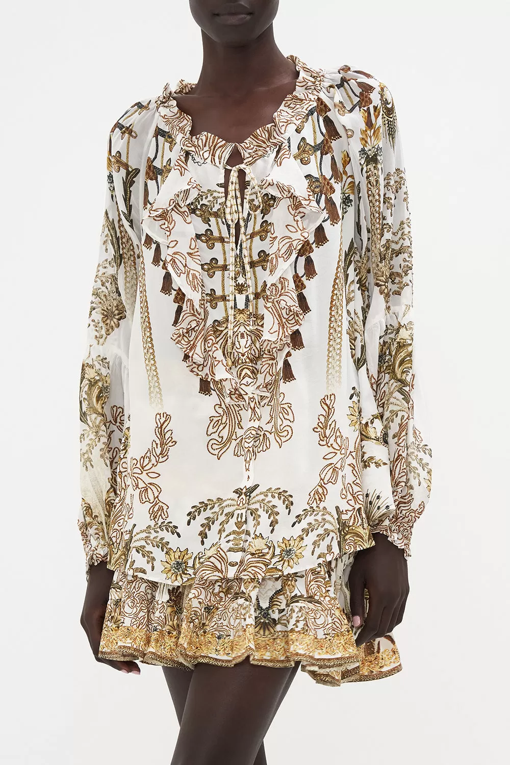 RAGLAN BLOUSE WITH CENTRE FRONT RUFFLE ROAD TO RICHESSE - Image 5