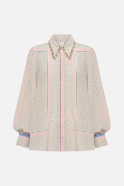 CURVED COLLAR BLOUSE SUNLIGHT SYMPHONY -Fashion Store CAMILLA 00020706 CURVED COLLAR BLOUSE SUNLIGHT SYMPHONY GHOST 1