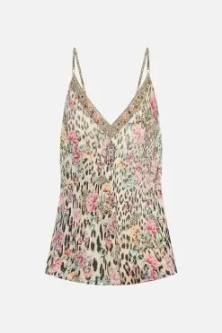 V-NECK BIAS CAMI QUEEN ATLANTIS -Fashion Store CAMILLA 00021020 V NECK BIAS CAMI QUEEN ATLANTIS GHOST 2