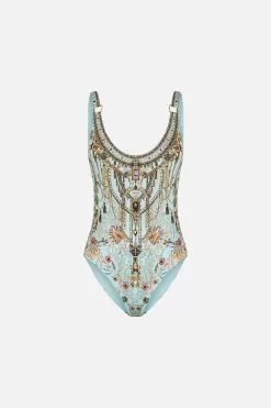 SCOOP ONE PIECE WITH TRIMS ADIEU YESTERDAY -Fashion Store CAMILLA 00021387 SCOOP ONE PIECE WITH TRIMS ADIEU YESTERDAY GHOST 1