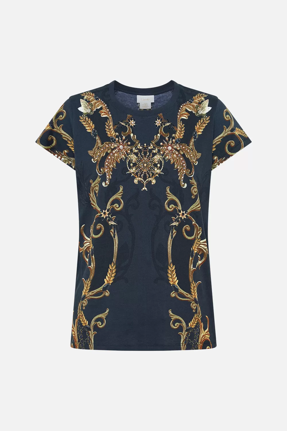 ORGANIC COTTON SLIM FIT TEE – GOLD/NAVY MOONLIGHT MELODIES - Image 3