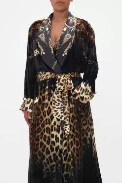 VELVET LONG ROBE WITH TIE JUNGLE DREAMING -Fashion Store CAMILLA 00022378 VELVET LONG ROBE WITH TIE JUNGLE DREAMING 4