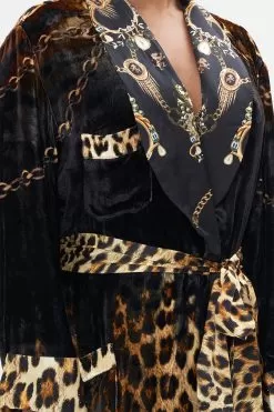 VELVET LONG ROBE WITH TIE JUNGLE DREAMING -Fashion Store CAMILLA 00022378 VELVET LONG ROBE WITH TIE JUNGLE DREAMING 5