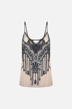 LACE TRIM CAMI CURTAIN CALL CHAOS -Fashion Store CAMILLA 00022399 LACE TRIM CAMI CURTAIN CALL CHAOS GHOST