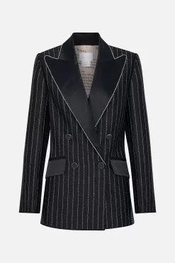 DOUBLE BREASTED SUIT JACKET CURTAIN CALL CHAOS -Fashion Store CAMILLA 00022405 DOUBLE BREASTED SUIT JACKET CURTAIN CALL CHAOS GHOST