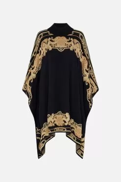 FUNNEL NECK DRAPE KNIT PONCHO TETHER ME NOT -Fashion Store CAMILLA 00022667 FUNNELNECKDRAPEKNITPONCHO TETHERMENOT GHOST 1