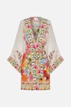 KIMONO WITH TIE BELT SUNLIGHT SYMPHONY -Fashion Store CAMILLA 00023435 KIMONO WITH TIE BELT SUNLIGHT SYMPHONY GHOST 1