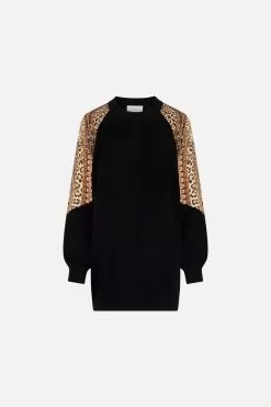 SILK SPLICED SHOULDER JUMPER STANDING OVATION -Fashion Store CAMILLA 00023995 SILK SPLICED SHOULDER JUMPER STANDING OVATION GHOST 1