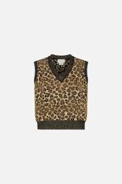 CROPPED JACQUARD KNIT VEST STANDING OVATION -Fashion Store CAMILLA 00024003 CROPPEDKNITVEST STANDINGOVATION GHOST 1