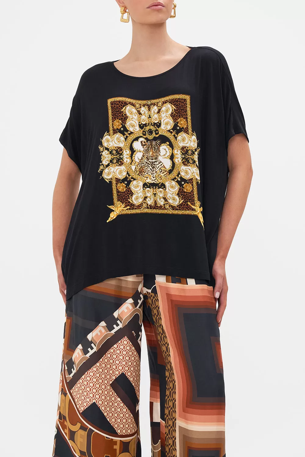 LOOSE FIT ROUND NECK TEE - BLACK FEELING FRESCO 7 LOOSE FIT ROUND NECK TEE - BLACK FEELING FRESCO - Image 5