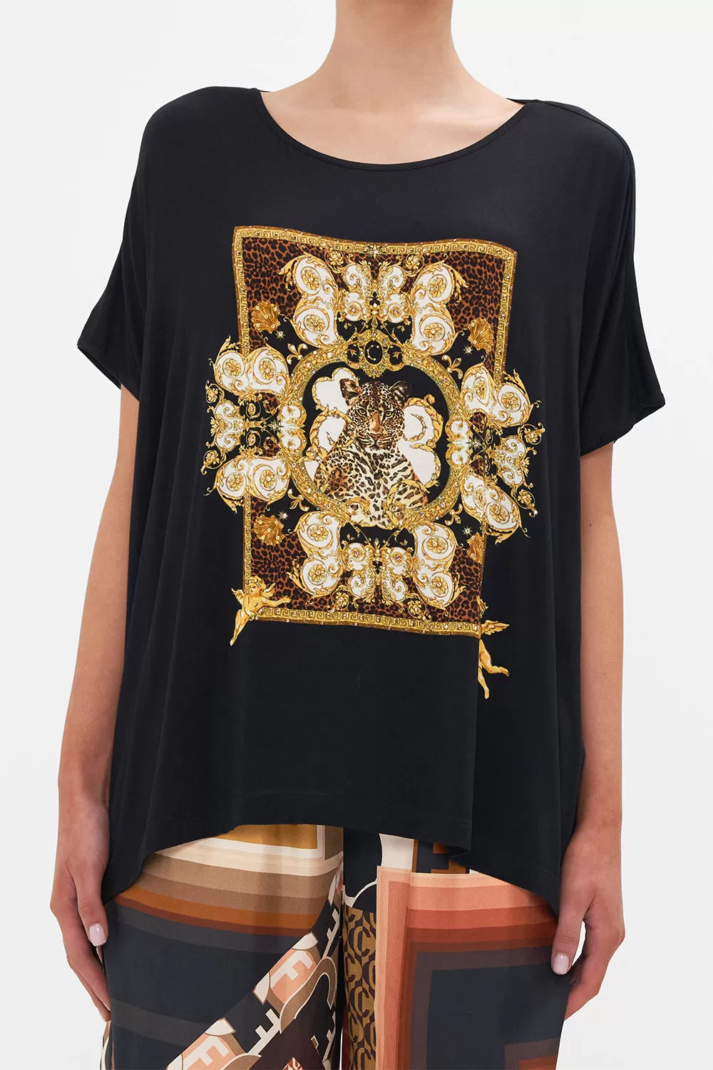 LOOSE FIT ROUND NECK TEE - BLACK FEELING FRESCO 8 LOOSE FIT ROUND NECK TEE - BLACK FEELING FRESCO - Image 6