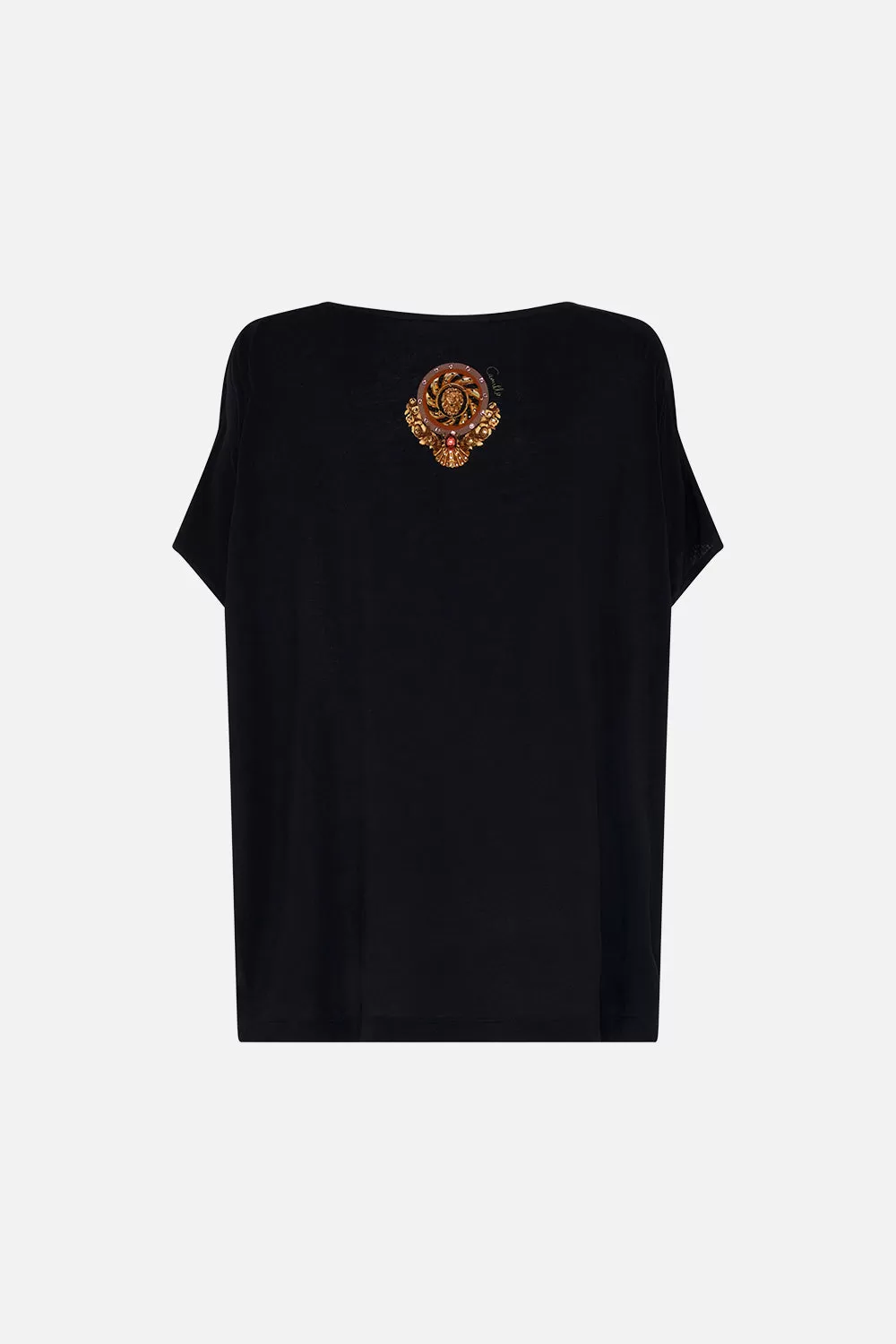 LOOSE FIT ROUND NECK TEE - BLACK FEELING FRESCO 9 LOOSE FIT ROUND NECK TEE - BLACK FEELING FRESCO - Image 7