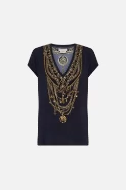 V-NECK TEE DUOMO KALEIDO -Fashion Store CAMILLA 00024217 V NECK TEE DUOMO KALEIDO GHOST 1