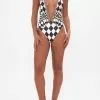 PLUNGE V GATHERED HALTER ONE PIECE DUOMO DYNASTY
