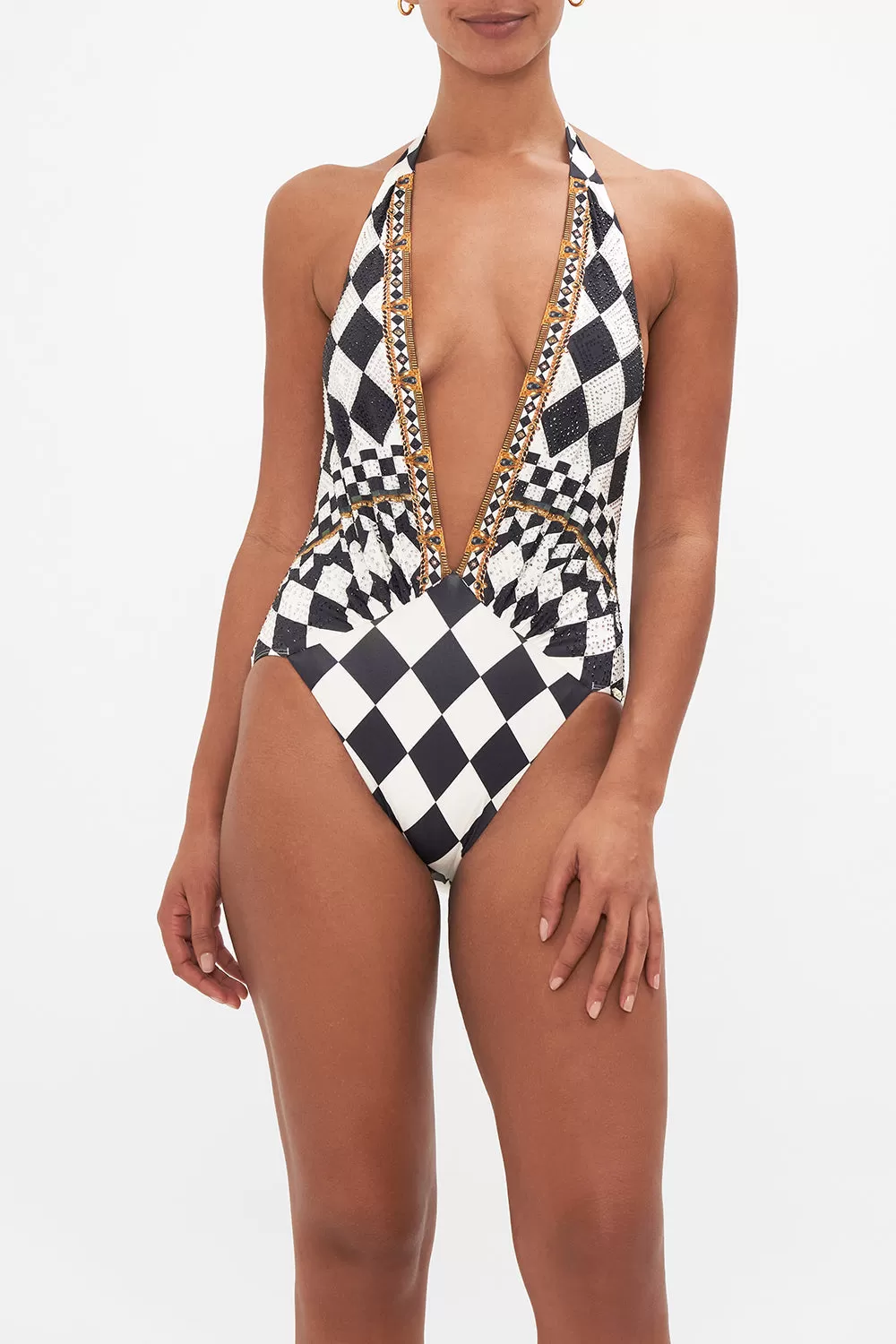 PLUNGE V GATHERED HALTER ONE PIECE DUOMO DYNASTY 7 PLUNGE V GATHERED HALTER ONE PIECE DUOMO DYNASTY - Image 5