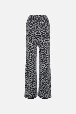 FLARED JACQUARD KNIT PANT FELINE FANTASY -Fashion Store CAMILLA 00024836 FLARED JACQUARD KNIT PANT FELINE FANTASY GHOST 2
