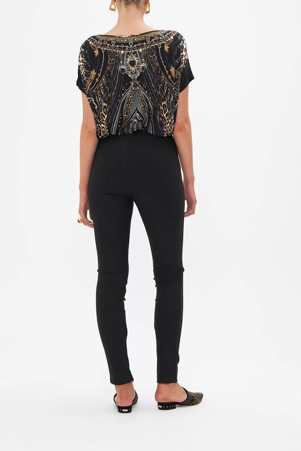 BUTTON EMBELLISHED PONTE PANT CHAOS IN THE COSMOS 4 BUTTON EMBELLISHED PONTE PANT CHAOS IN THE COSMOS - Image 2