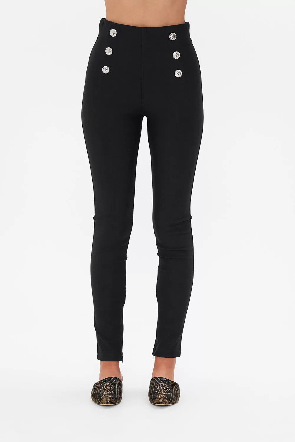 BUTTON EMBELLISHED PONTE PANT CHAOS IN THE COSMOS 7 BUTTON EMBELLISHED PONTE PANT CHAOS IN THE COSMOS - Image 5