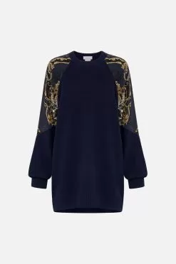 SILK SPLICED SHOULDER JUMPER MOONLIGHT MELODIES -Fashion Store CAMILLA 00026421 SILK SPLICED SHOULDER JUMPER MOONLIGHT MELODIES GHOST 1