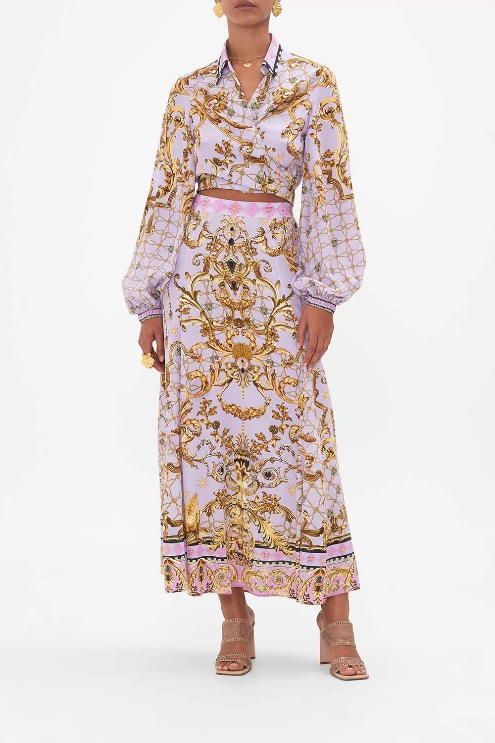 PANELLED FLARED LONG SKIRT LAVENDER EVER AFTER 3 PANELLED FLARED LONG SKIRT LAVENDER EVER AFTER