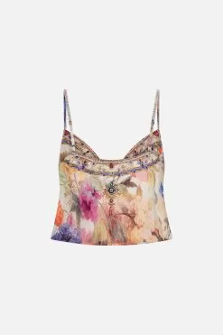 BIAS CROP CAMI FRIENDS WITH FRESCOS -Fashion Store CAMILLA 00028253 BIAS CROP CAMI FRIENDS WITH FRESCOS GHOST 2