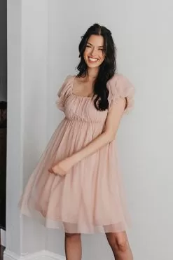 Be My Fairytale Mesh Babydoll Dress- Pink