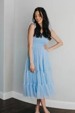 Fairytale Love Tulle Smocked Midi Dress- Blue -Fashion Store DDE8956D 5DF4 4466 81AF 022F74C36C8D