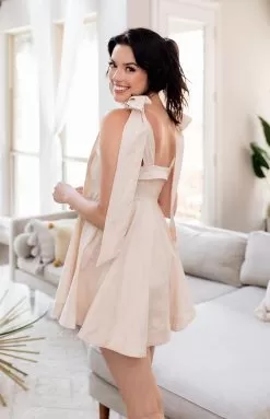 Ontario Cotton Linen Tie Strap Babydoll Dress- Taupe -Fashion Store IMG 0639copy