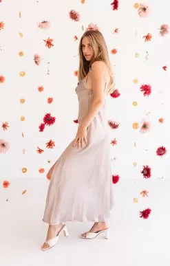 Lucia Satin Cowl Neck Maxi Dress - Mocha -Fashion Store IMG 0860