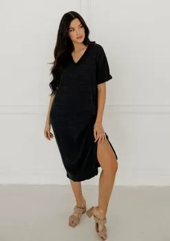 Myra Knit Sweater Slit Side Midi Dress