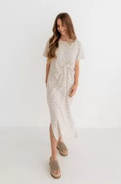 Jiya Jersey Striped Twist Front Midi Dress -Fashion Store IMG 5470