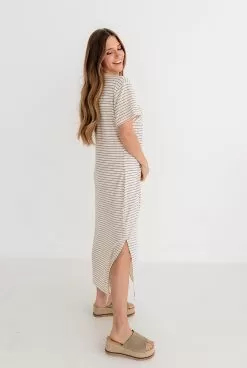 Jiya Jersey Striped Twist Front Midi Dress -Fashion Store IMG 5477