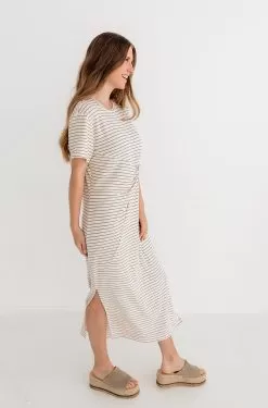 Jiya Jersey Striped Twist Front Midi Dress -Fashion Store IMG 5482