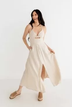 Bay Breeze Cutout Slit Midi Dress